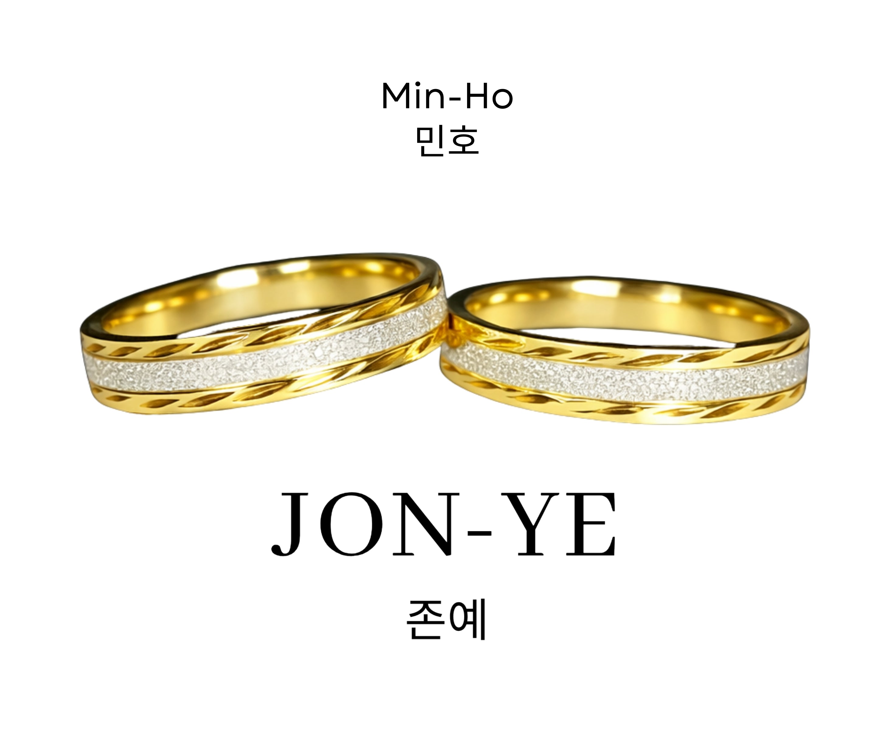 Min-Ho Wedding Rings with Name Engrave