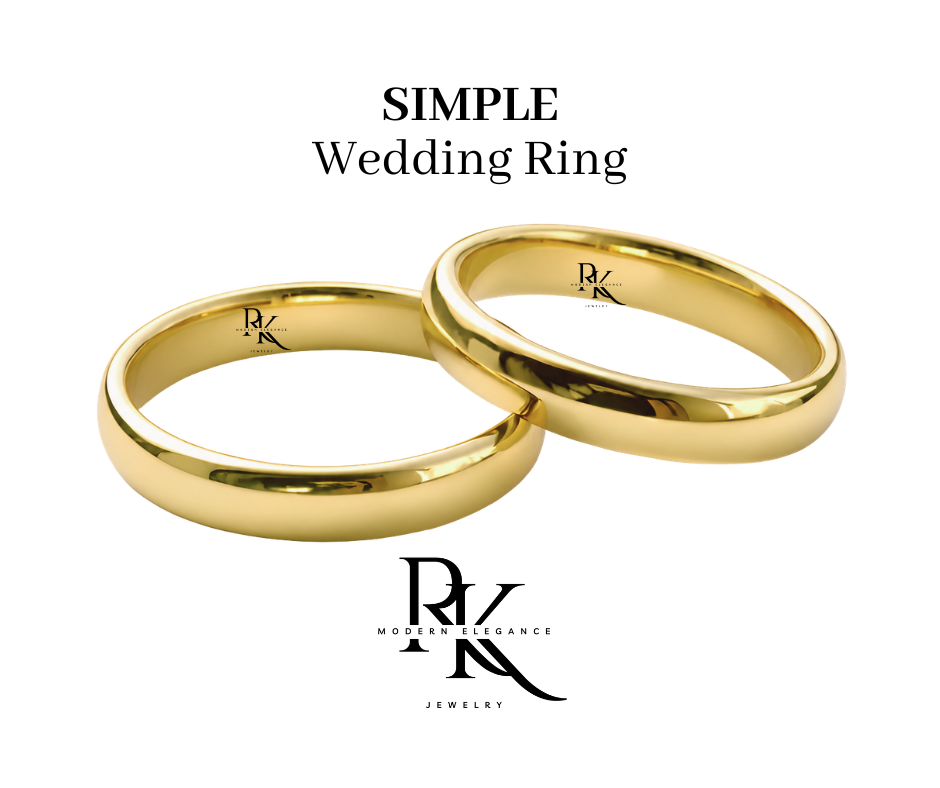 Simple Gold Wedding Ring with Name Engrave